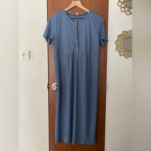 Chic Blue Button-Up Maxi Dress